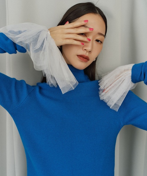 yae(ヤエ)の「Tulle cuffs/チュールカフス(アームカバー・レディース・ブラック/フューシャピンク/ライトブルー/ホワイト/オレンジ/レッド・FREE)」の22枚目の写真