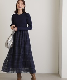 N.(N. Natural Beauty Basic) | 【S Size Line】◆長袖リブニットドッキングワンピース(ワンピース)