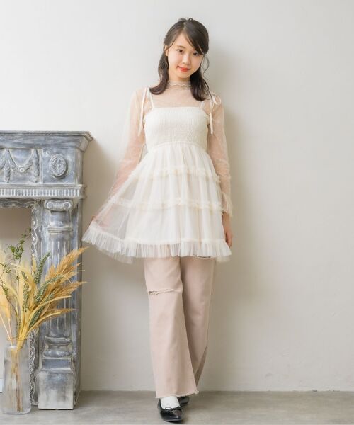 ems excite（エムズエキサイト）の「柄アソートシアーインナー（Tシャツ/カットソー・レディース・ブラック系その他4/オフホワイト/ブラック/ナチュラル・FREE）」の18枚目の写真