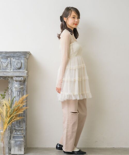 ems excite（エムズエキサイト）の「柄アソートシアーインナー（Tシャツ/カットソー・レディース・ブラック系その他4/オフホワイト/ブラック/ナチュラル・FREE）」の17枚目の写真