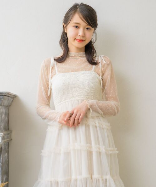 ems excite（エムズエキサイト）の「柄アソートシアーインナー（Tシャツ/カットソー・レディース・ブラック系その他4/オフホワイト/ブラック/ナチュラル・FREE）」の14枚目の写真