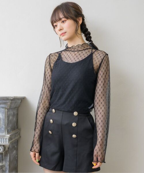 ems excite（エムズエキサイト）の「柄アソートシアーインナー（Tシャツ/カットソー・レディース・ブラック系その他4/オフホワイト/ブラック/ナチュラル・FREE）」の7枚目の写真