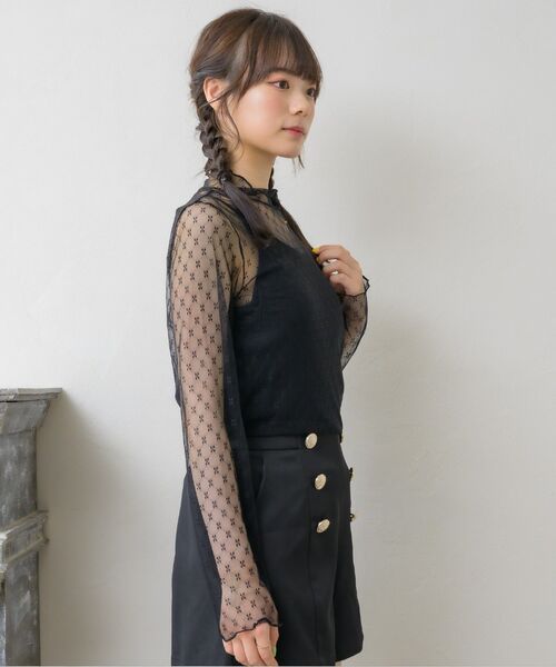 ems excite（エムズエキサイト）の「柄アソートシアーインナー（Tシャツ/カットソー・レディース・ブラック系その他4/オフホワイト/ブラック/ナチュラル・FREE）」の6枚目の写真