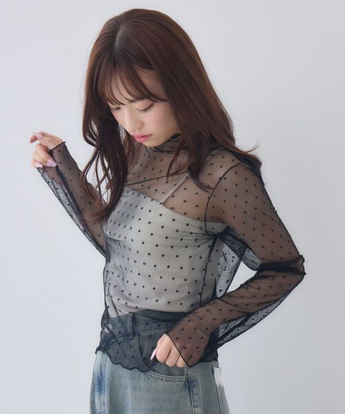 ems excite(エムズエキサイト)の「柄アソートシアーインナー(Tシャツ/カットソー・レディース・ブラック系その他4/オフホワイト/ブラック/ナチュラル・FREE)」の15枚目の写真