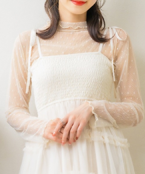 ems excite（エムズエキサイト）の「柄アソートシアーインナー（Tシャツ/カットソー・レディース・ブラック系その他4/オフホワイト/ブラック/ナチュラル・FREE）」の4枚目の写真