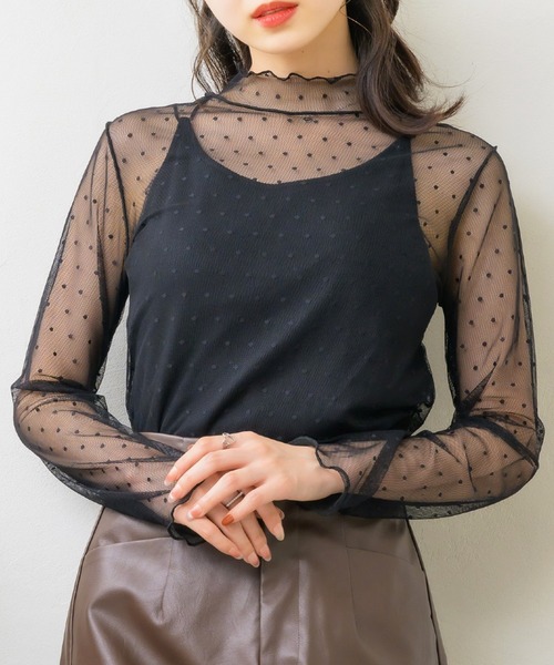ems excite(エムズエキサイト)の「柄アソートシアーインナー(Tシャツ/カットソー・レディース・ブラック系その他4/オフホワイト/ブラック/ナチュラル・FREE)」の7枚目の写真