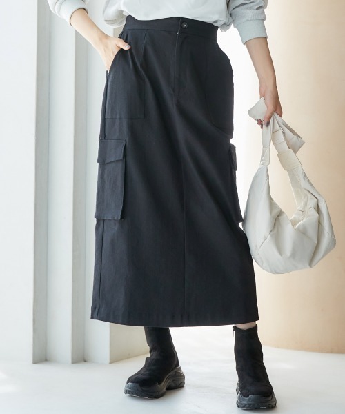 miclat（ミクラ）の「大きいサイズ　カーゴスカート　miclat（スカート・レディース・ベージュ/ブラック・3L/L/4L/5L/LL）」の2枚目の写真