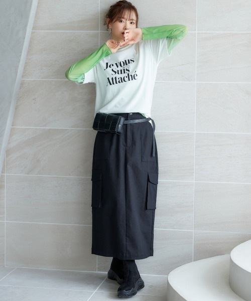 miclat（ミクラ）の「大きいサイズ　カーゴスカート　miclat（スカート・レディース・ベージュ/ブラック・3L/L/4L/5L/LL）」の3枚目の写真