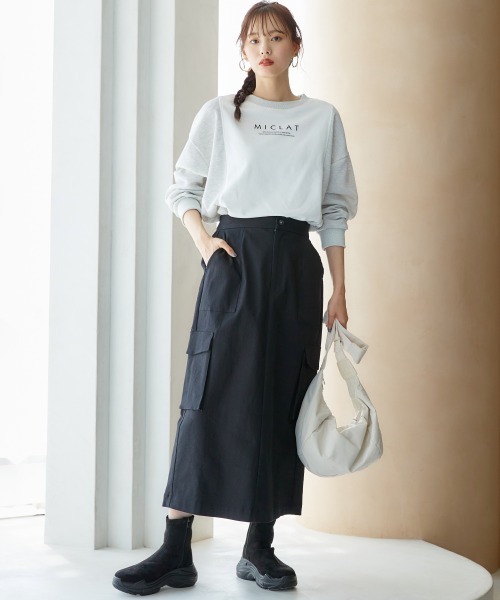 miclat（ミクラ）の「大きいサイズ　カーゴスカート　miclat（スカート・レディース・ベージュ/ブラック・3L/L/4L/5L/LL）」の7枚目の写真