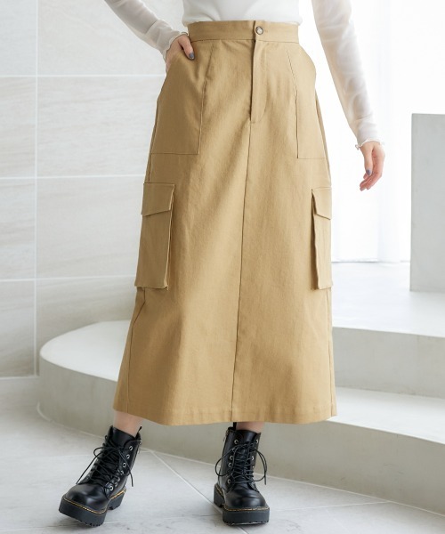 miclat（ミクラ）の「大きいサイズ　カーゴスカート　miclat（スカート・レディース・ベージュ/ブラック・3L/L/4L/5L/LL）」の14枚目の写真