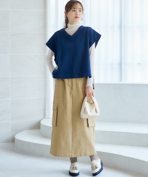 miclat（ミクラ）の「大きいサイズ　カーゴスカート　miclat（スカート・レディース・ベージュ/ブラック・3L/L/4L/5L/LL）」の8枚目の写真