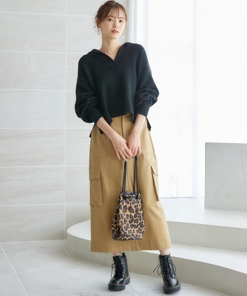 miclat（ミクラ）の「大きいサイズ　カーゴスカート　miclat（スカート・レディース・ベージュ/ブラック・3L/L/4L/5L/LL）」の6枚目の写真