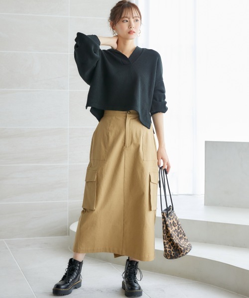 miclat（ミクラ）の「大きいサイズ　カーゴスカート　miclat（スカート・レディース・ベージュ/ブラック・3L/L/4L/5L/LL）」の11枚目の写真