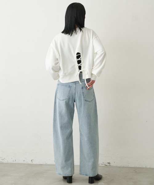 Aunt Marie's(アントマリーズ)の「バックレースアップショートプルオーバー(Tシャツ/カットソー・レディース・ホワイト/チャコールグレー/レッド・FREE)」の10枚目の写真