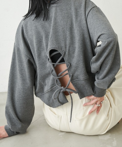 Aunt Marie's(アントマリーズ)の「バックレースアップショートプルオーバー(Tシャツ/カットソー・レディース・ホワイト/チャコールグレー/レッド・FREE)」の16枚目の写真