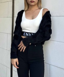 シャギーパターンニットカーディガン