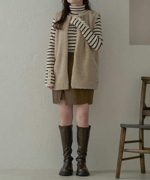 Ambre Neige(アンブルネージュ)の「アソートボーダーボタンハイネックニット/【WEB/EC限定商品】(ニット/セーター・レディース・アイボリー/ブラウン系その他/ホワイト系その他・FREE)」の22枚目の写真