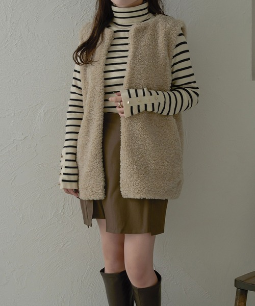 Ambre Neige(アンブルネージュ)の「アソートボーダーボタンハイネックニット/【WEB/EC限定商品】(ニット/セーター・レディース・アイボリー/ブラウン系その他/ホワイト系その他・FREE)」の19枚目の写真