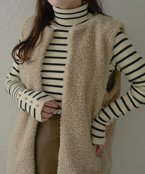 Ambre Neige(アンブルネージュ)の「アソートボーダーボタンハイネックニット/【WEB/EC限定商品】(ニット/セーター・レディース・アイボリー/ブラウン系その他/ホワイト系その他・FREE)」の18枚目の写真