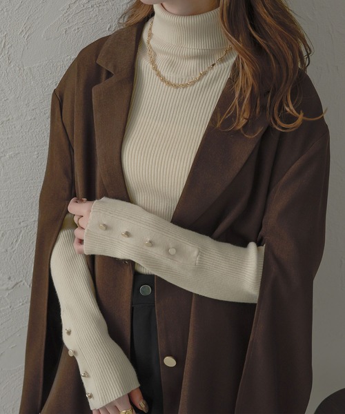 Ambre Neige(アンブルネージュ)の「アソートボーダーボタンハイネックニット/【WEB/EC限定商品】(ニット/セーター・レディース・アイボリー/ブラウン系その他/ホワイト系その他・FREE)」の13枚目の写真