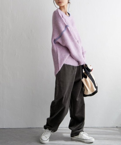 LBC（エルビーシー）の「コーデュロイゆるテーパードパンツ（その他パンツ・レディース・オフホワイト/チャコールグレー/ブルー/ダークオリーブ・M/L）」の9枚目の写真