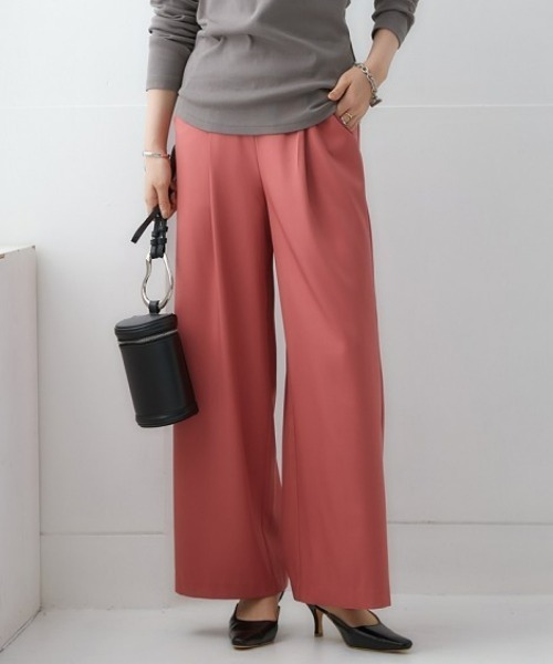 nissen（ニッセン）の「【褒められシルエット】ワイドパンツ（スラックス・レディース・サックスブルー/オフホワイト/イエロー/パープル/グリーン/ピンク/ブラック・L/LL/M/S）」の7枚目の写真