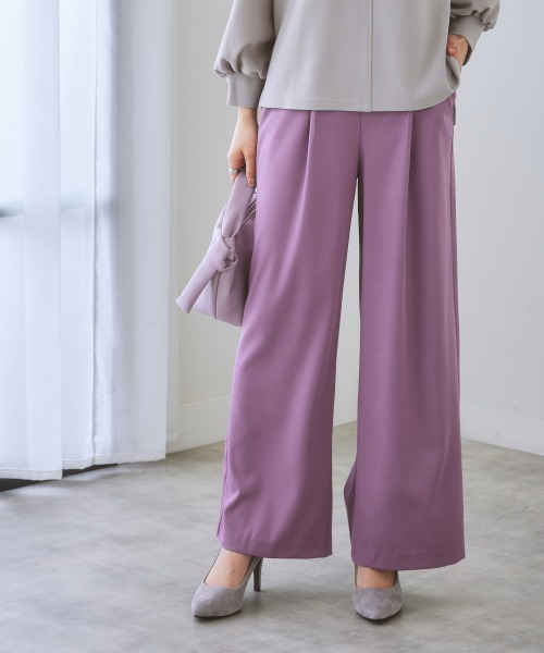 nissen（ニッセン）の「【褒められシルエット】ワイドパンツ（スラックス・レディース・サックスブルー/オフホワイト/イエロー/パープル/グリーン/ピンク/ブラック・L/LL/M/S）」の22枚目の写真