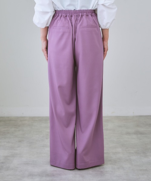 nissen（ニッセン）の「【褒められシルエット】ワイドパンツ（スラックス・レディース・サックスブルー/オフホワイト/イエロー/パープル/グリーン/ピンク/ブラック・L/LL/M/S）」の15枚目の写真