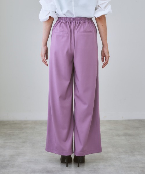 nissen（ニッセン）の「【褒められシルエット】ワイドパンツ（スラックス・レディース・サックスブルー/オフホワイト/イエロー/パープル/グリーン/ピンク/ブラック・L/LL/M/S）」の18枚目の写真