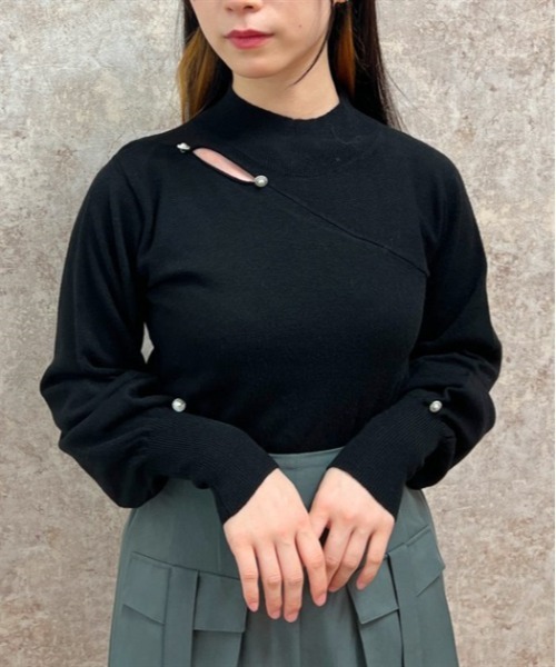 axes femme(アクシーズファム)の「カットアウトハイネックニット(ニット/セーター・レディース・ブラック/ピンク/サックスブルー/キナリ・FREE)」の5枚目の写真