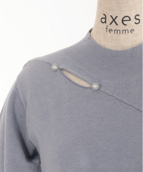 axes femme(アクシーズファム)の「カットアウトハイネックニット(ニット/セーター・レディース・ブラック/ピンク/サックスブルー/キナリ・FREE)」の12枚目の写真