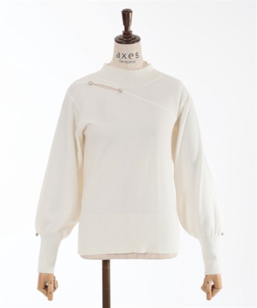 axes femme(アクシーズファム)の「カットアウトハイネックニット(ニット/セーター・レディース・ブラック/ピンク/サックスブルー/キナリ・FREE)」の14枚目の写真