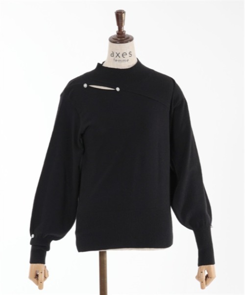 axes femme(アクシーズファム)の「カットアウトハイネックニット(ニット/セーター・レディース・ブラック/ピンク/サックスブルー/キナリ・FREE)」の21枚目の写真