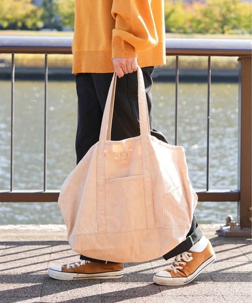 hobo（ホーボー）の「【hobo / ホーボー】TOTE BAG DUCK CANVAS KAKISHIBU DYED（トートバッグ・メンズ・ブラック/キャメル・FREE）」の4枚目の写真