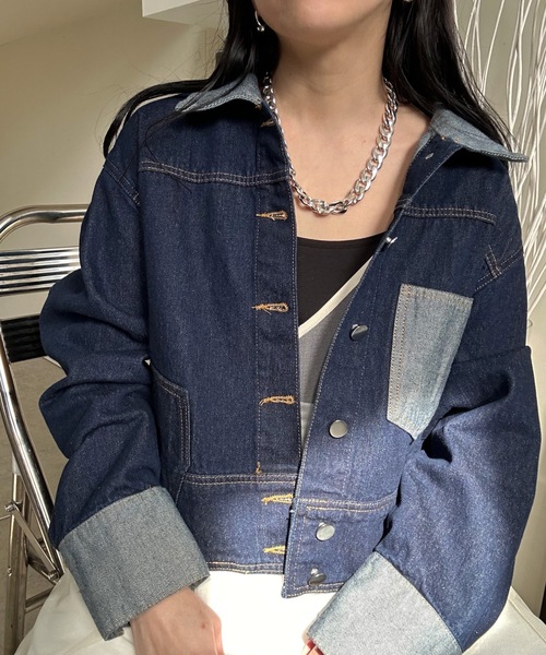 ULEULA(ウルア)の「切替デニムジャケット(デニムジャケット・レディース・ブルー・FREE)」の1枚目の写真