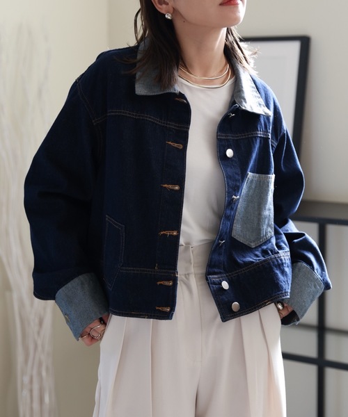 ULEULA(ウルア)の「切替デニムジャケット(デニムジャケット・レディース・ブルー・FREE)」の2枚目の写真