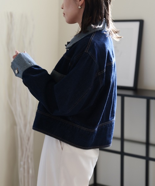 ULEULA(ウルア)の「切替デニムジャケット(デニムジャケット・レディース・ブルー・FREE)」の6枚目の写真