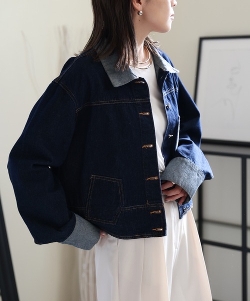 ULEULA(ウルア)の「切替デニムジャケット(デニムジャケット・レディース・ブルー・FREE)」の8枚目の写真