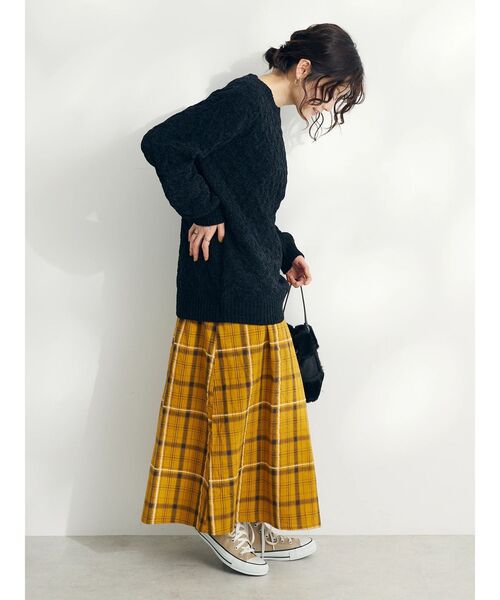CRAFT STANDARD BOUTIQUE(クラフトスタンダードブティック)の「洗えるモールケーブルニットチュニック(チュニック・レディース・ブラック/パープル/サックスブルー/オレンジ/グリーン/アイボリー・FREE)」の21枚目の写真