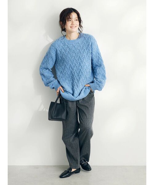 CRAFT STANDARD BOUTIQUE(クラフトスタンダードブティック)の「洗えるモールケーブルニットチュニック(チュニック・レディース・ブラック/パープル/サックスブルー/オレンジ/グリーン/アイボリー・FREE)」の16枚目の写真