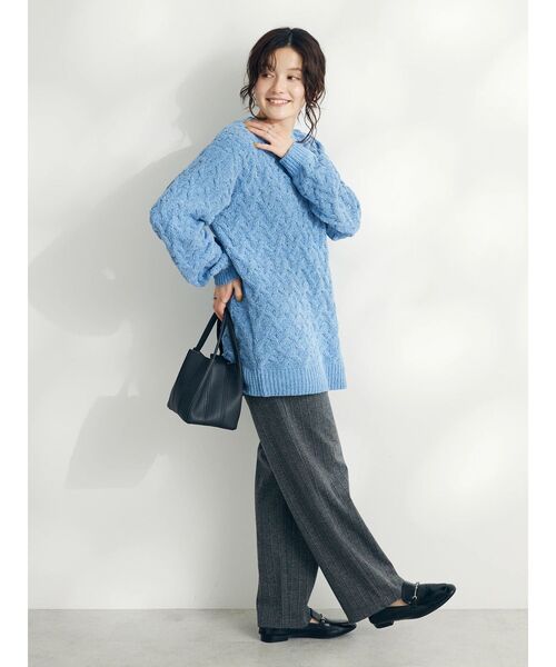 CRAFT STANDARD BOUTIQUE(クラフトスタンダードブティック)の「洗えるモールケーブルニットチュニック(チュニック・レディース・ブラック/パープル/サックスブルー/オレンジ/グリーン/アイボリー・FREE)」の15枚目の写真