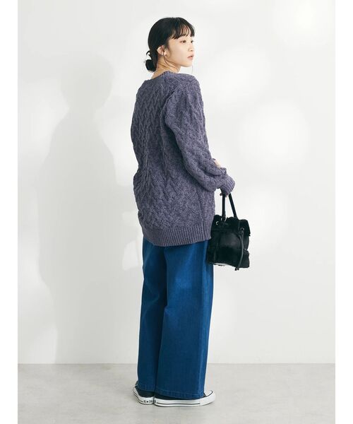 CRAFT STANDARD BOUTIQUE(クラフトスタンダードブティック)の「洗えるモールケーブルニットチュニック(チュニック・レディース・ブラック/パープル/サックスブルー/オレンジ/グリーン/アイボリー・FREE)」の9枚目の写真