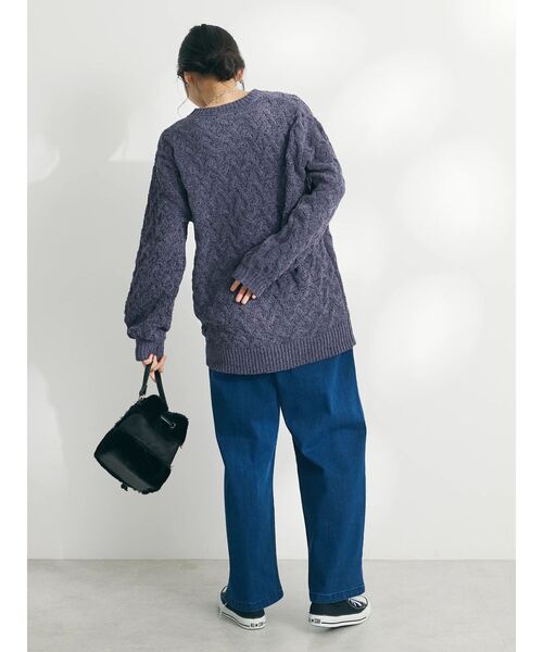 CRAFT STANDARD BOUTIQUE(クラフトスタンダードブティック)の「洗えるモールケーブルニットチュニック(チュニック・レディース・ブラック/パープル/サックスブルー/オレンジ/グリーン/アイボリー・FREE)」の8枚目の写真