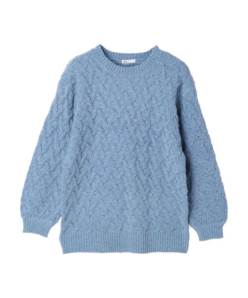 CRAFT STANDARD BOUTIQUE(クラフトスタンダードブティック)の「洗えるモールケーブルニットチュニック(チュニック・レディース・ブラック/パープル/サックスブルー/オレンジ/グリーン/アイボリー・FREE)」の7枚目の写真