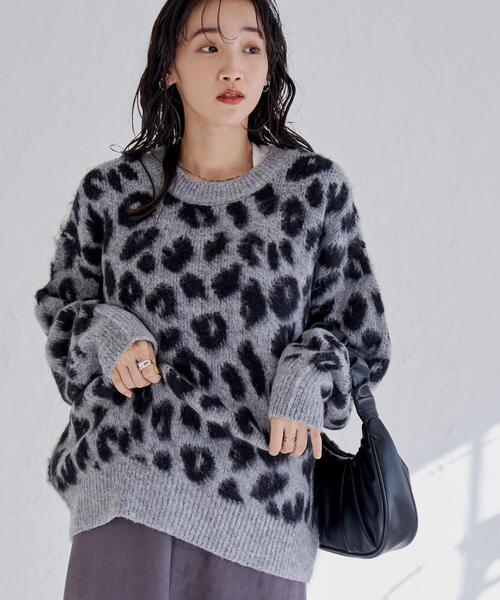 coen（コーエン）の「2WAYレオパードシャギーニット（カーディガン