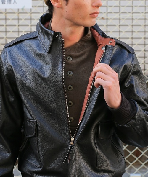 MILITARY（ミリタリー）の「A-2ホースハイドレザーフライトジャケット（ミリタリージャケット・メンズ・ブラウン・36/38/40/42/44）」の11枚目の写真