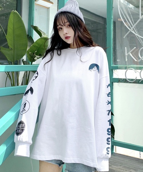 Miniministore(ミニミニストア)の「ロゴトレーナー 韓国風 ビッグシルエット(スウェット・レディース・グレー/ブラック/ホワイト・XL)」の2枚目の写真