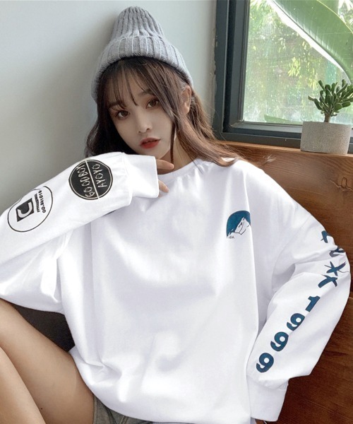 Miniministore(ミニミニストア)の「ロゴトレーナー 韓国風 ビッグシルエット(スウェット・レディース・グレー/ブラック/ホワイト・XL)」の4枚目の写真