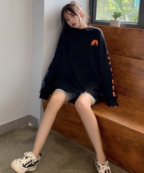 Miniministore(ミニミニストア)の「ロゴトレーナー 韓国風 ビッグシルエット(スウェット・レディース・グレー/ブラック/ホワイト・XL)」の9枚目の写真