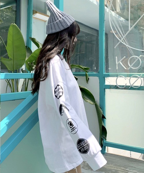 Miniministore(ミニミニストア)の「ロゴトレーナー 韓国風 ビッグシルエット(スウェット・レディース・グレー/ブラック/ホワイト・XL)」の13枚目の写真